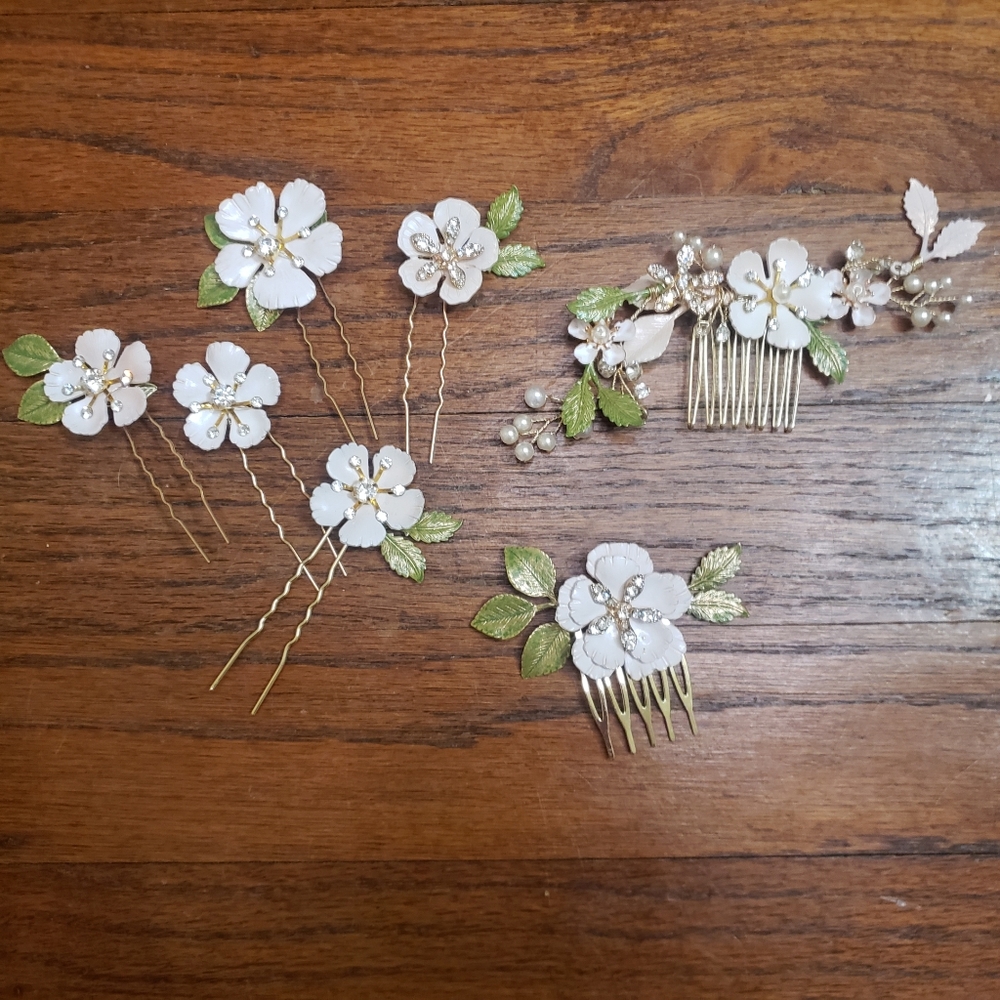 Stunning Enamel Bridal Hairpin Set